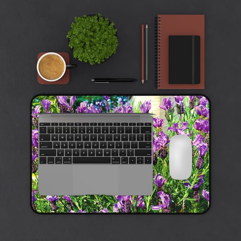 Floral Lavender Neoprene Desk Mat, Non-Slip image 7
