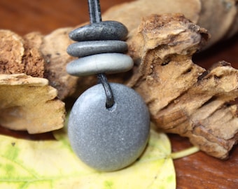 Beach stone necklace, Lake Superior rock necklace, river rock necklace, beach pebble, Zen, cairn necklace, Minnesota rock jewelry