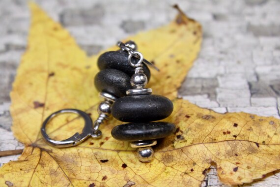 Rock Jewelry Stone Rock Earrings River Rock Earring Stacked