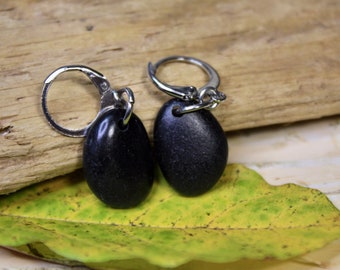 Lake Superior Basalt Stone Earrings, Stainless Steel