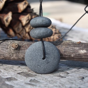 Beach stone necklace, Lake Superior rock necklace, river rock necklace, beach pebble, Zen, cairn necklace, Minnesota rock jewelry