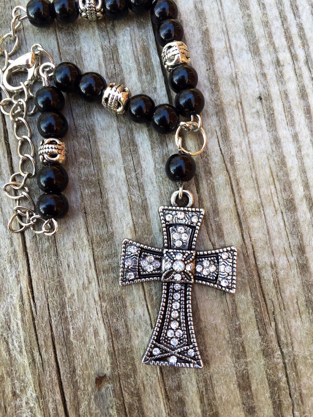Cross Rear View Mirror Charm Gift for Her Car Rosary Look Etsy
