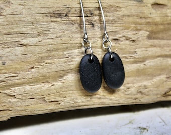 Lake Superior Basalt Stone Earrings, Stainless Steel, Zen Jewelry