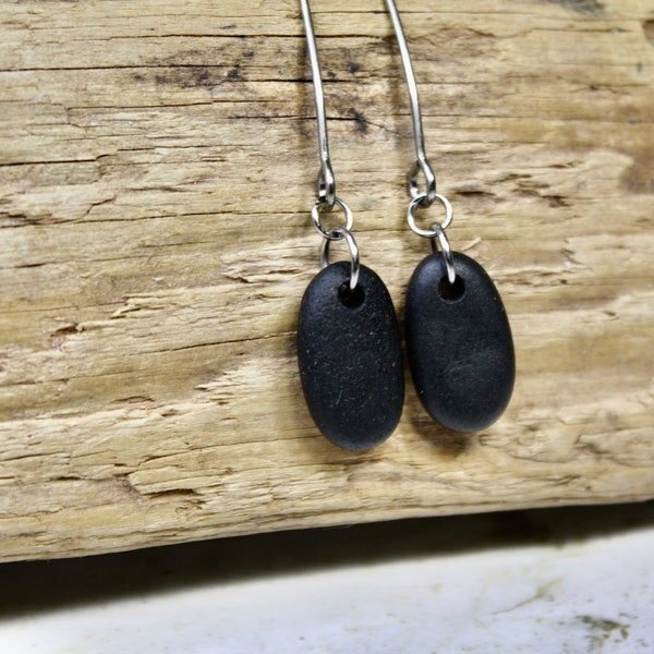 Lake Superior beach rock earrings, basalt stone earrings, river rock jewelry, Yoga earrings, Zen, beach rock earrings, pebbles