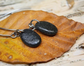 Lake Superior Basalt Stone Earrings, Stainless Steel, Zen Jewelry