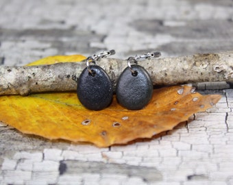Lake Superior Basalt Stone Earrings, River Rock Jewelry