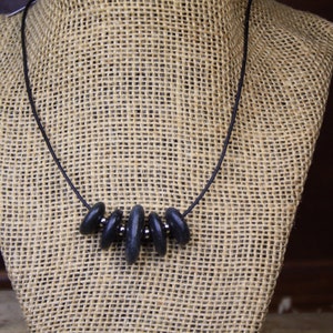 Lake Superior necklace, black basalt stones, zen jewelry, river rock jewelry, stone necklace, natural stone, Yooper necklace
