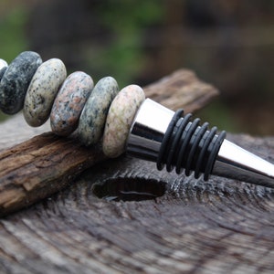 Wine bottle stopper, Lake Superior rock wine bottle stopper, rock cairn, stacked basalt stone wine bottle topper, river rock,  wine lover