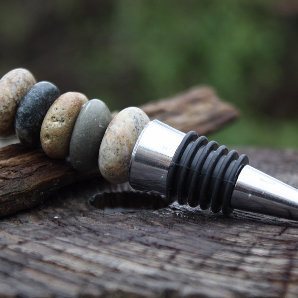 Wine bottle stopper, Lake Superior rock wine bottle stopper, rock cairn, stacked basalt stone wine bottle topper, river rock,  Zen, yoga