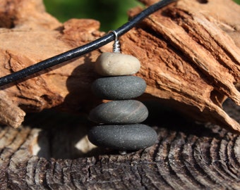 Rock cairn necklace, beach stone necklace, cairn necklace, cairn jewelry, Zen, spiritual, beach pebble necklace, Lake Superior necklace