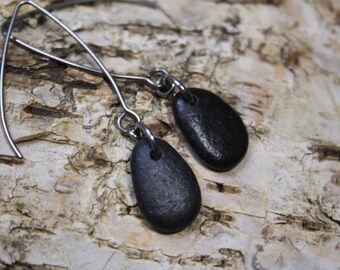 Lake Superior Basalt Stone Earrings, Beach Rock Jewelry
