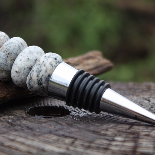 Wine bottle stopper, Lake Superior rock wine bottle stopper, rock cairn, stacked basalt stone wine bottle topper, river rock,  Zen, yoga