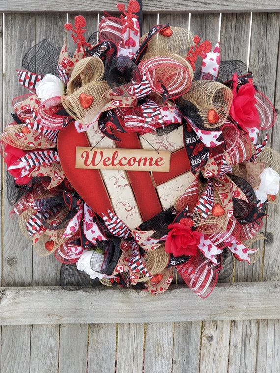 Valentines Wreath, Happy Valentines Day Wreath, Heart Wreath, Valentines  Decor, Valentines Day, Love Wreath, Ragbow Wreath, Valentines