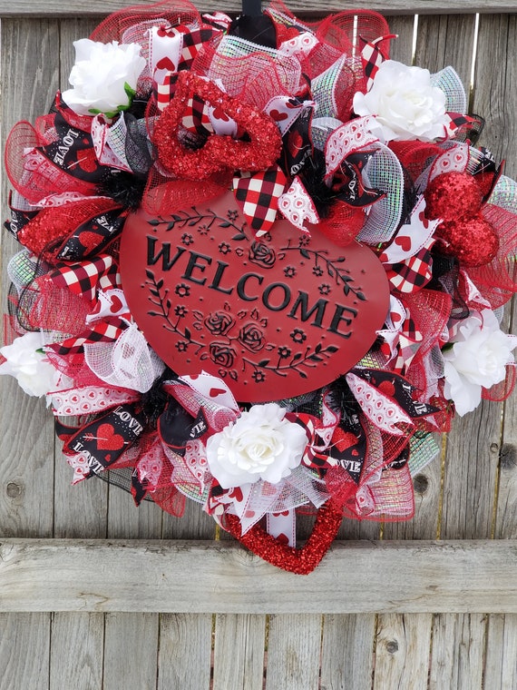 Valentines Day Wreath Heart Wreath Floral Valentines Wreath