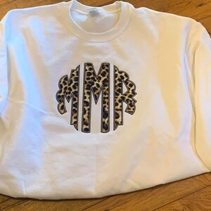 Girls Cheetah Monogram Applique Sweatshirt image 1