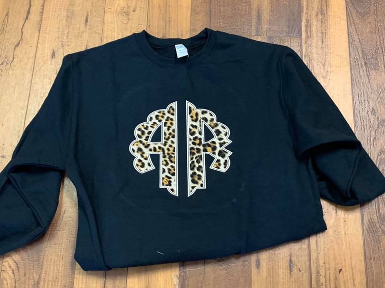 Girls Cheetah Monogram Applique Sweatshirt image 5