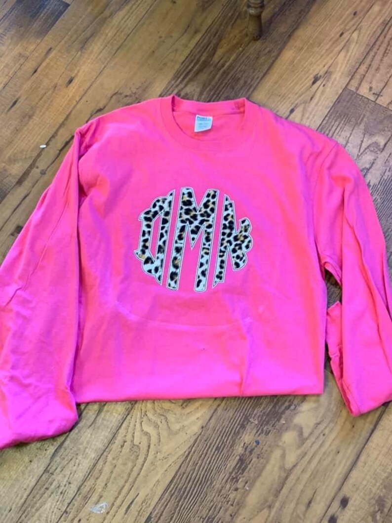 Girls Cheetah Monogram Applique Sweatshirt image 4