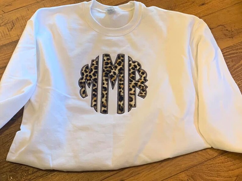Girls Cheetah Monogram Applique Sweatshirt image 1