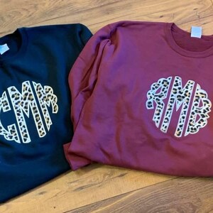 Girls Cheetah Monogram Applique Sweatshirt image 2