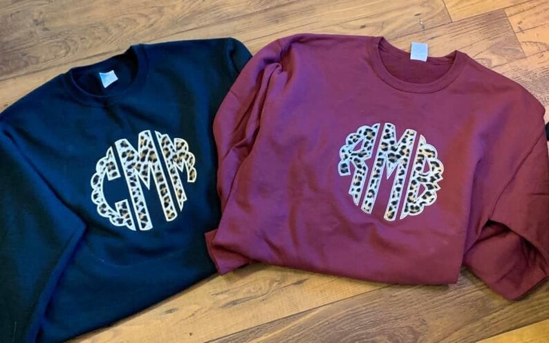 Girls Cheetah Monogram Applique Sweatshirt image 2