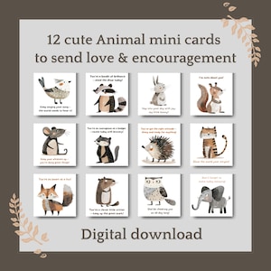 Affirmationskarten zur Positivität von Kindern - 12 einzigartige Waldtierdesigns - sofortiger digitaler Download