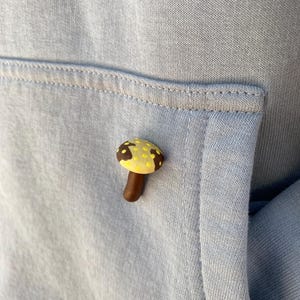 Handmade Mushroom Pin: Yellow