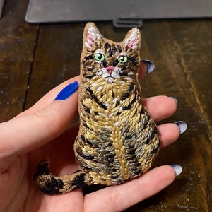 Custom Mini Pet, Embroidered Cat Portrait, Personalized Stuffed Animal, Handmade Felt Pet, Original Commission, Miniature Pet Memorial, image 1