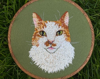 Custom Embroidered Pet Portrait, Hoop Embroidery, Realistic Cat, Dog, Animal, or Insect, Memorial Gift for Pet Lovers, Mother's/Father's Day