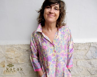 silk blouses for women, silk tunic tops, indian silk tops, boho clothing India, blouses for women summer, sari blouse