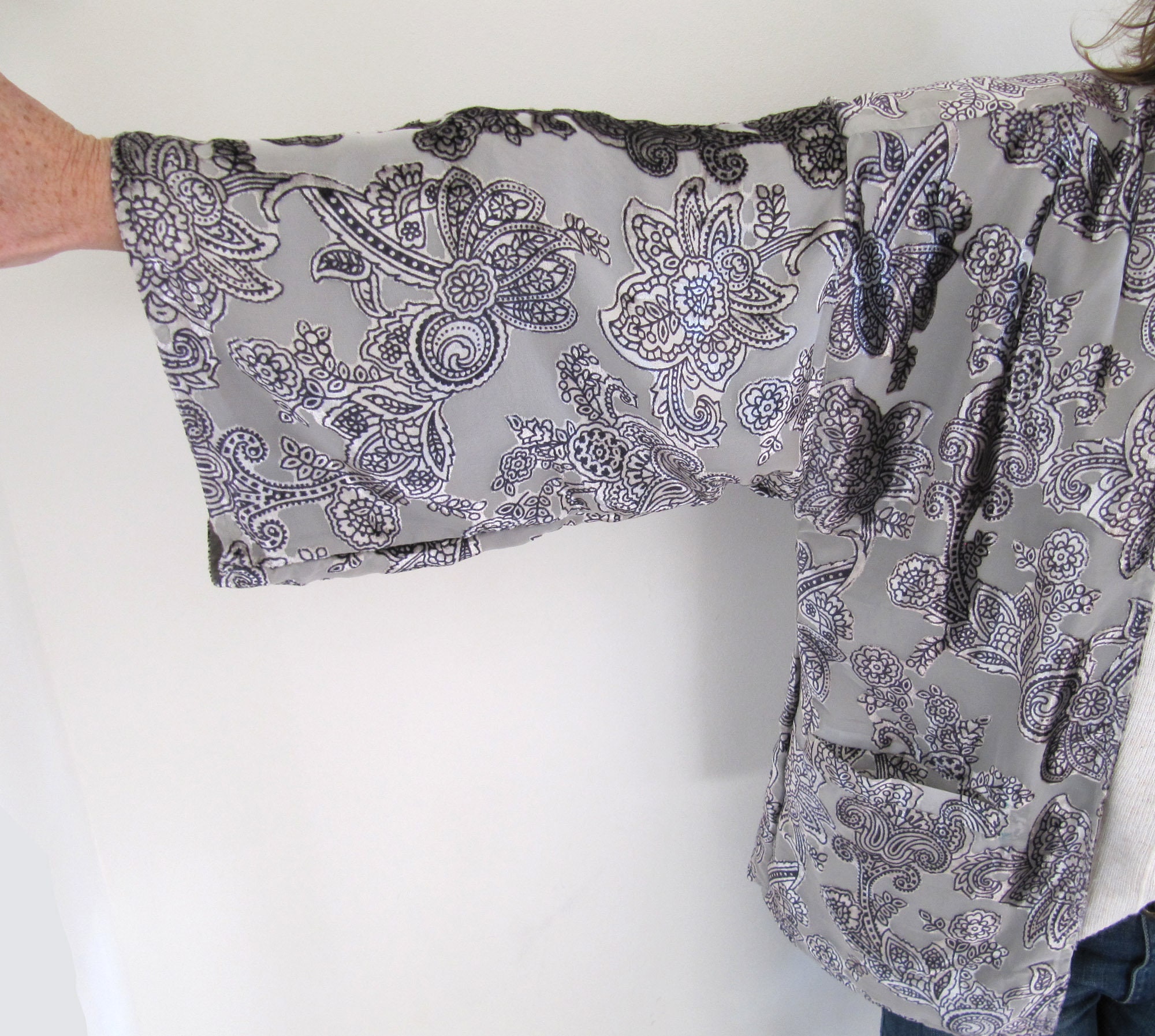 Giacca Kimono,giacca di velluto,giacca di frangia,giacca di burnout,giacca di degrado.gypsy giacca boho,kimono di velluto Abbigliamento Abbigliamento donna Giacconi e cappotti arte indossabile,kimono devore 