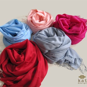 Wool silk solid scarf, wedding stole, woman pashmina