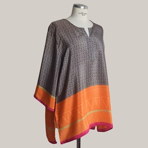 Loose fit indian silk top tunic for women plus size, beach cover up, boho style clothing