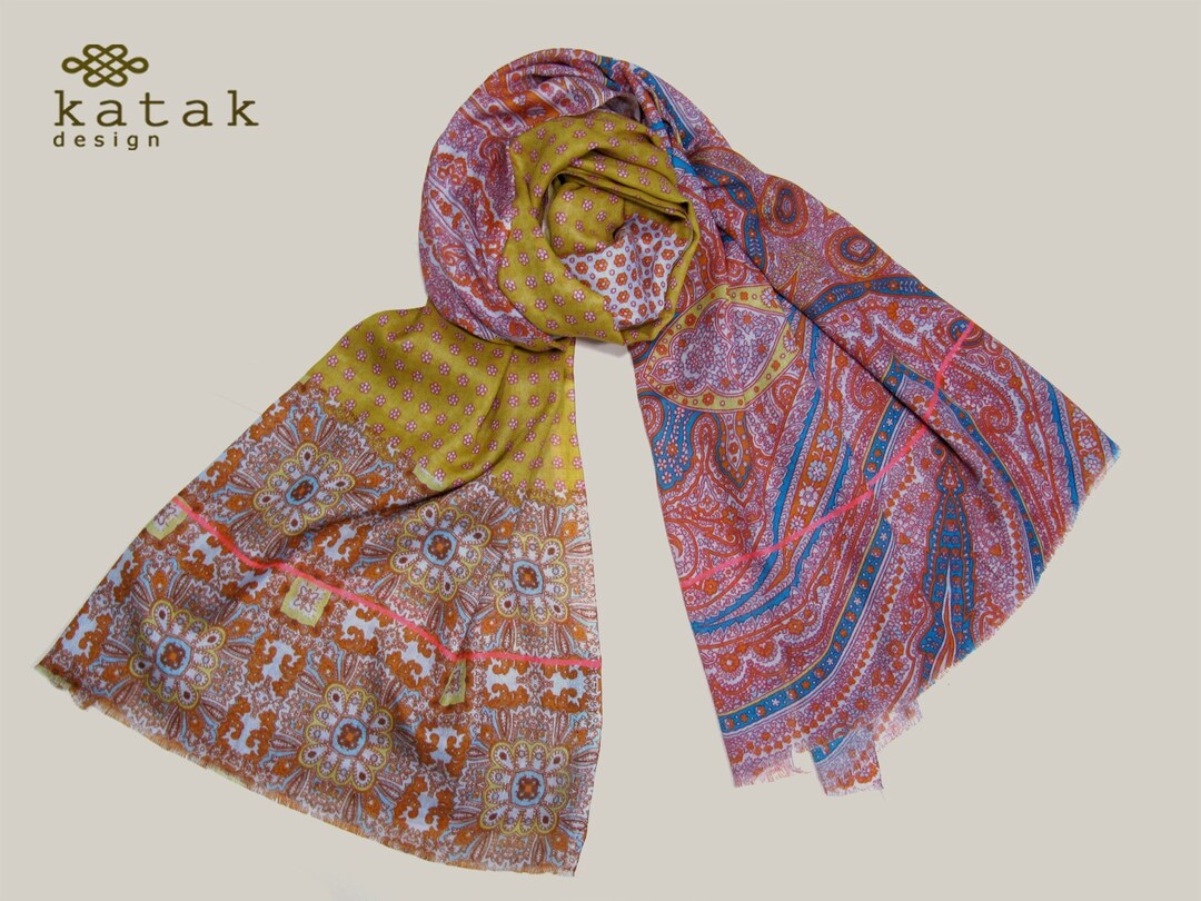 Women's Printed Scarf, Cotton Summer Scarf Indian Design, Soft and