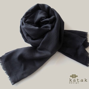 black color wool scarf, black neck scarf, wool indian pashmina, unisex man woman scarf, soft lightweight solid scarf wrap