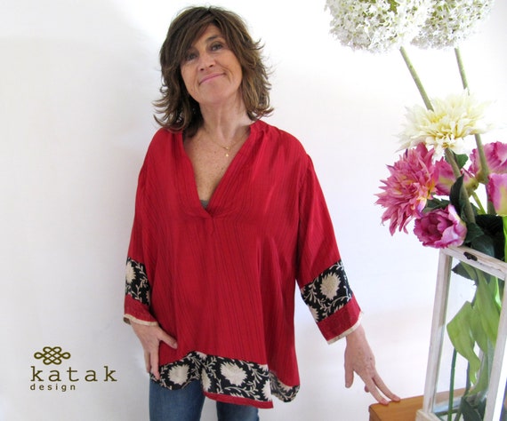 Blusas para mujer de seda india de corto - Etsy España