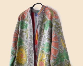 Chaqueta Suzani de mujer con bordado de colores, ropa estilo boho chic