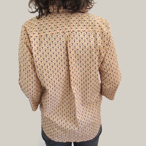 Indian cotton fabric blouse, print cotton blouse for women, 3/4 sleeves and buttoned blouse, colorful top, boho top women, gift for her image 9