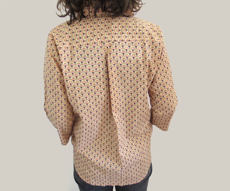 Indian cotton fabric blouse, print cotton blouse for women, 3/4 sleeves and buttoned blouse, colorful top, boho top women, gift for her image 9