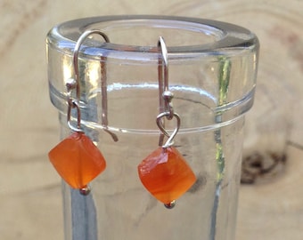 Carnelian and sterling silver gemstone art earrings