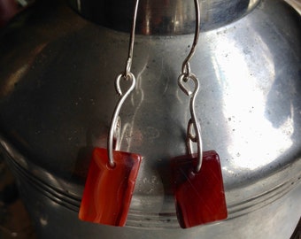 Carnelian and sterling silver gemstone art earrings