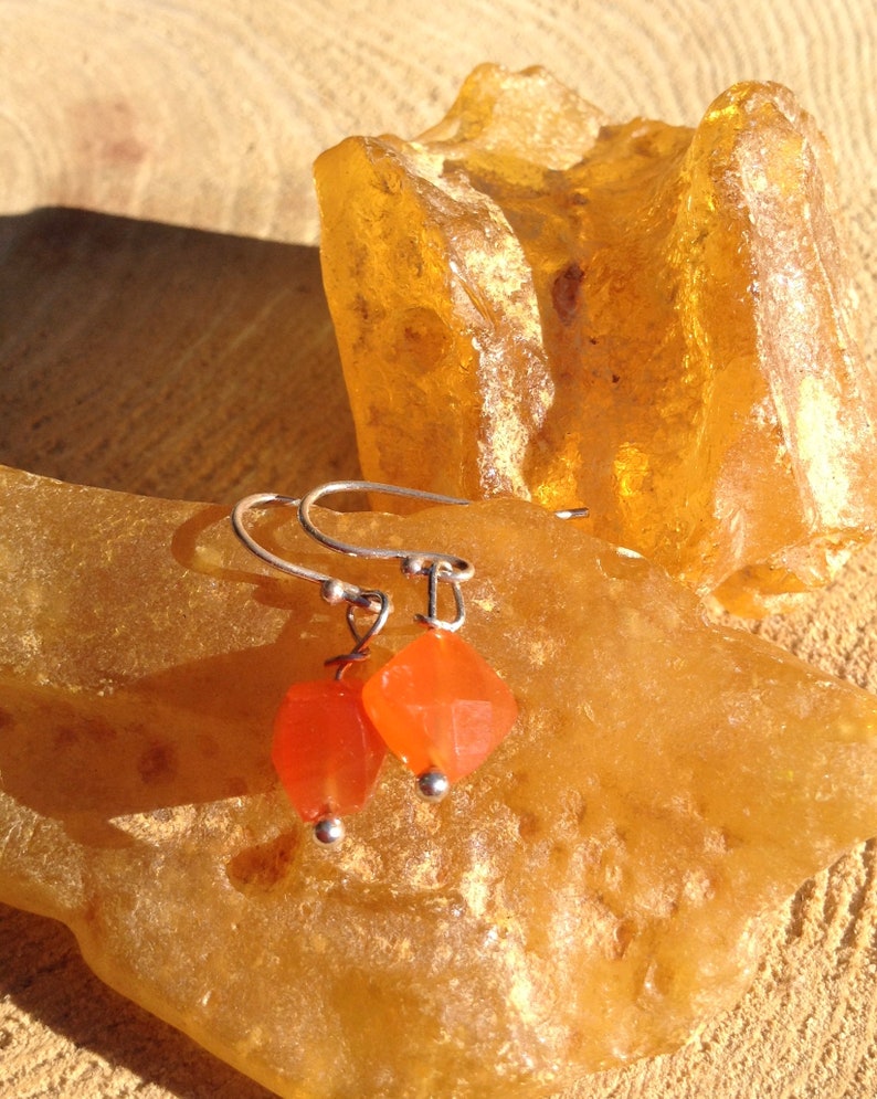 Carnelian and sterling silver gemstone art earrings image 3