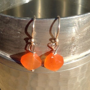 Carnelian and sterling silver gemstone art earrings image 2