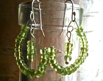 Peridot and Sterling Silver gemstone art earrings