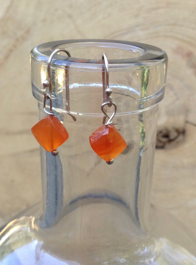 Carnelian and sterling silver gemstone art earrings image 1