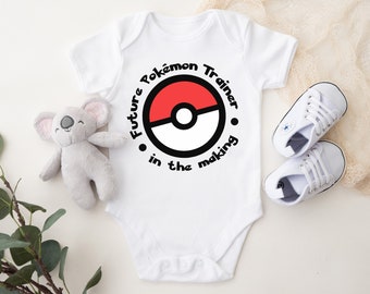 Future Pokemon Trainer in the Making Anime Baby Bodysuit, Anime Baby Gift, Manga Baby Romper, Cute Nerdy Geek Baby Gamer Outfit