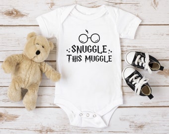 Snuggle this Muggle Baby Bodysuit, Cute Bookworm Baby Gift, Funny Baby Bodysuit, Wizard Magical Baby Outfit, Magic Baby Outfit