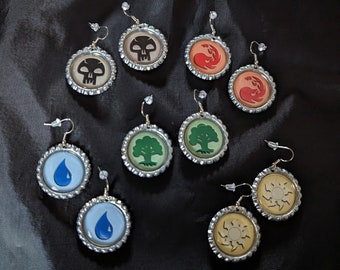 Magic the Gathering MTG Land/Mana Bottle Cap Earrings