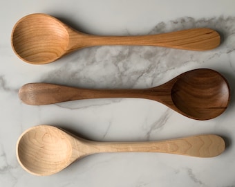 Wooden Spoons hand carved from Plum Wood Kitchen Utensils Large Spoon OOAK 133-136