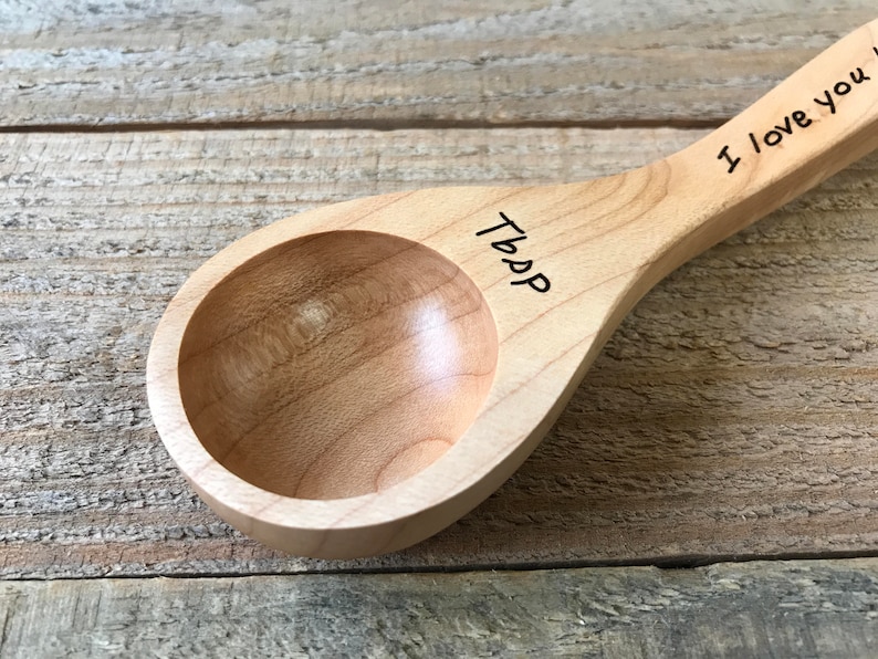Made In Maine Handmade Wooden Tablespoon Engraved I Love you beyond measure USA