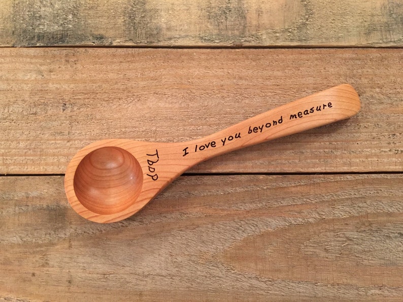 Made In Maine Handmade Wooden Tablespoon Engraved I Love you beyond measure USA